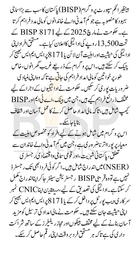 How To Check BISP 8171 March 2025 Payment Eligibility Status Using Cnic Via Online Portal