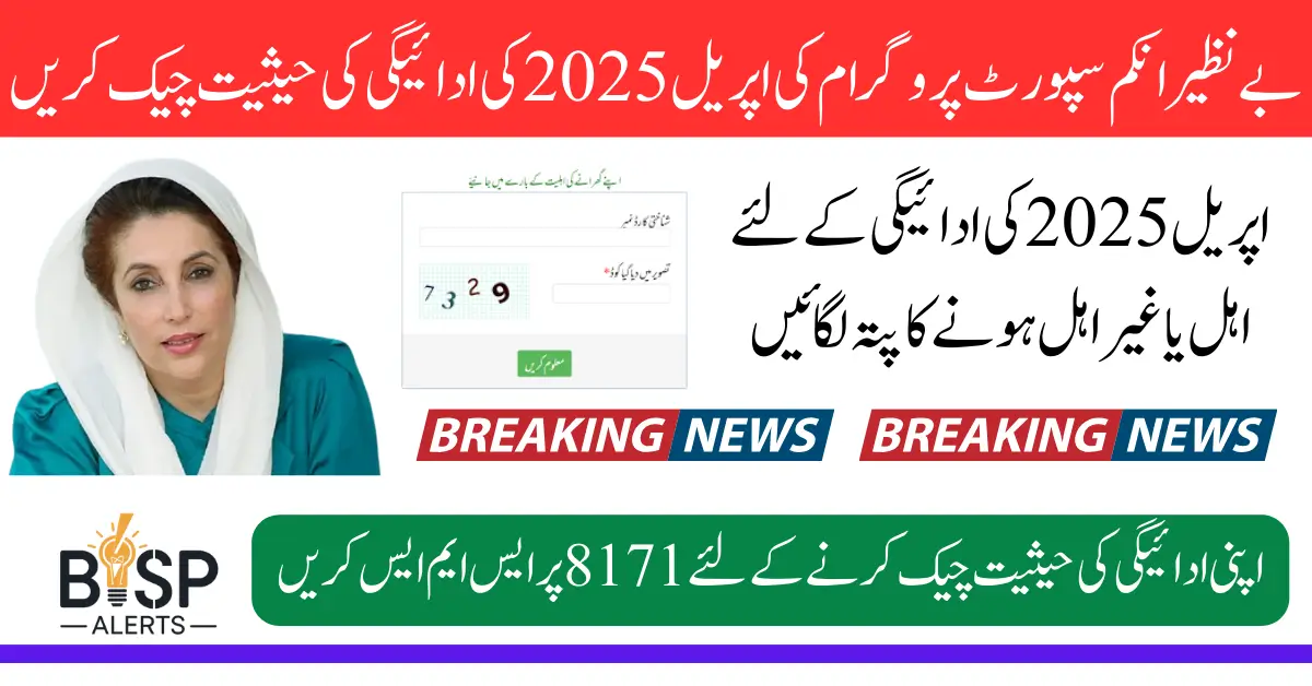 Benazir April 2025 Payment Eligibility Status Eligiable Or Not Eligiable Check Via CNIC