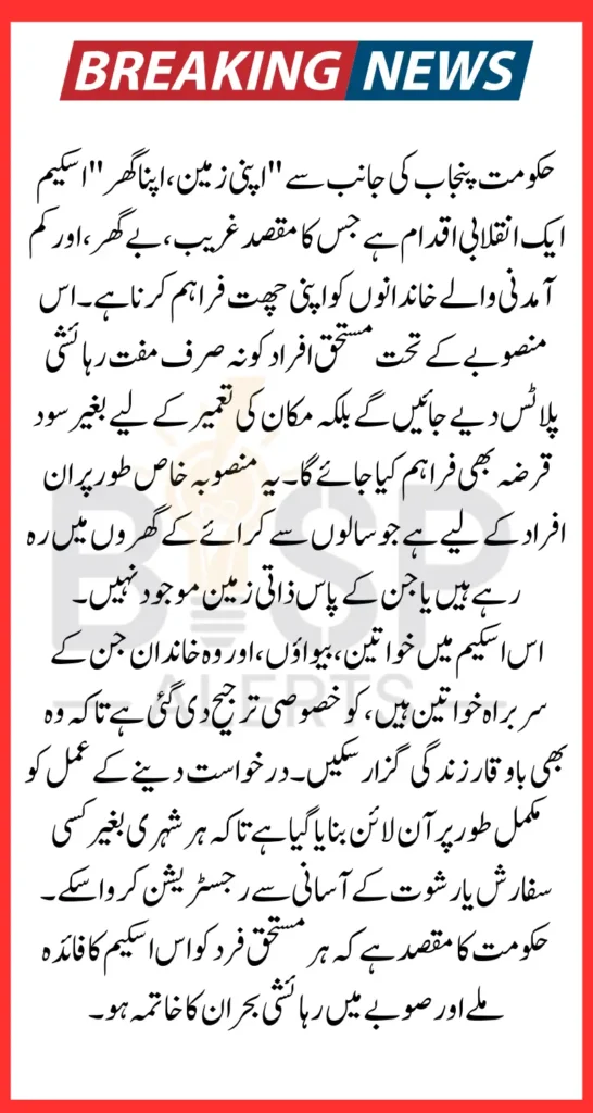 Apni Zameen Apna Ghar Program Officially Registration Start Through Online Portal