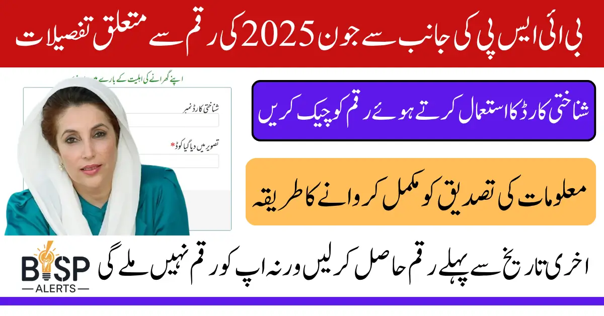 BISP June 2025 Payment Check Eligibility Status By CNIC Details For All Registered Women