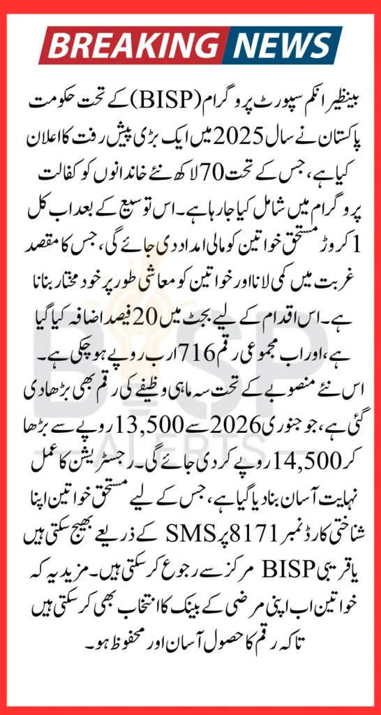 BISP Kafaalat Program Women Beneficiaries Increase 700,000 New Families Added 2025