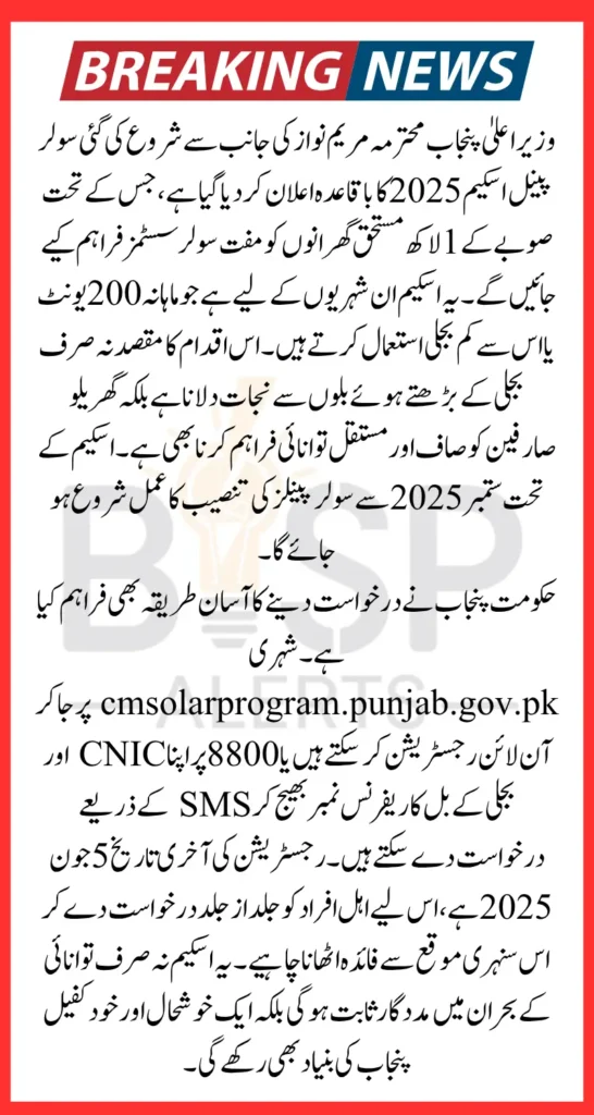 CM Punjab Solar Panel Scheme 2025 Distribution Date Officially Announced Know Details